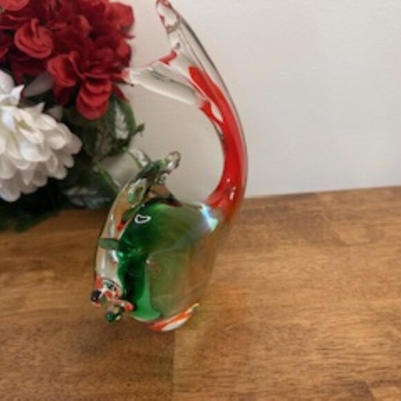 Murano Style Art Glass Fish – Red and Green Aventurine Sculpture - Picture 4 of 6
